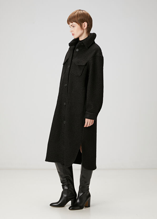 Beymen Club Siyah Yıldız Nakışlı Uzun Yün Dış Gömlek - 2