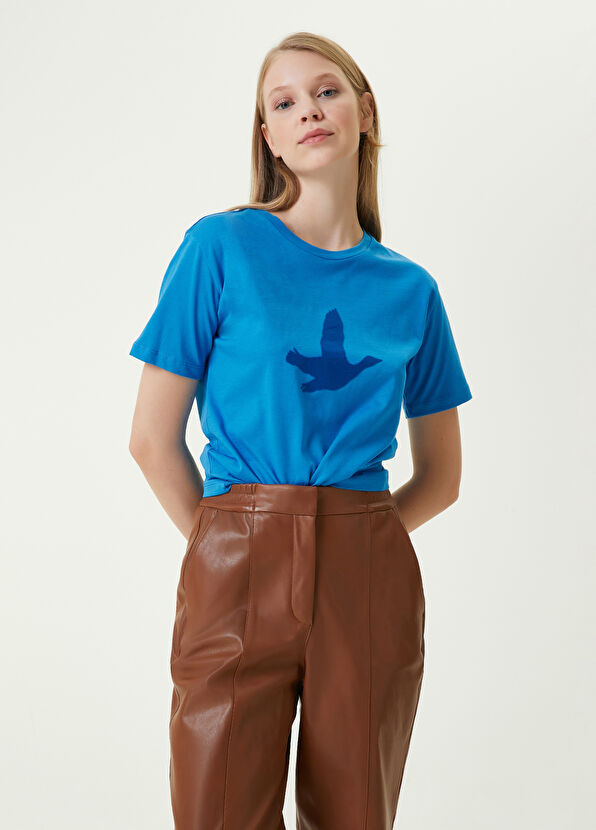 Beymen Club Mavi Bisiklet Yaka Tonal Logolu T-shirt - 1