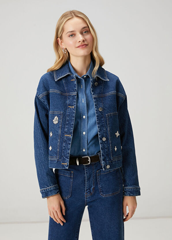 Beymen Club Indigo Taşlı Denim Ceket - 4