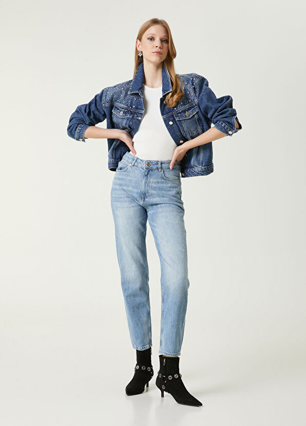 Beymen Club Blue Stone Embroidered Denim Jacket - 3