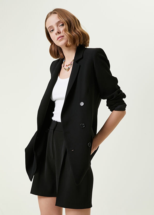 Beymen Club Siyah Kelebek Yaka Kruvaze Ceket - 1