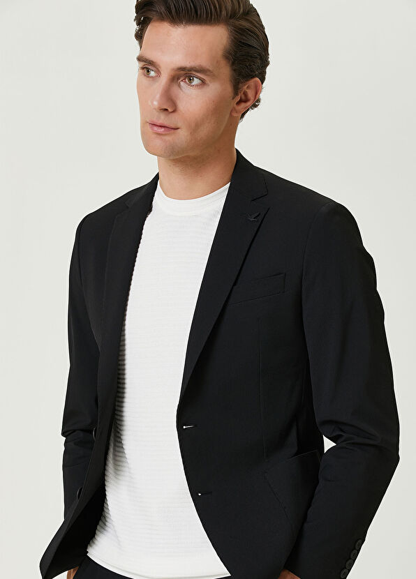 Beymen Club Slim Fit Black Wicking Textured Suit - 2
