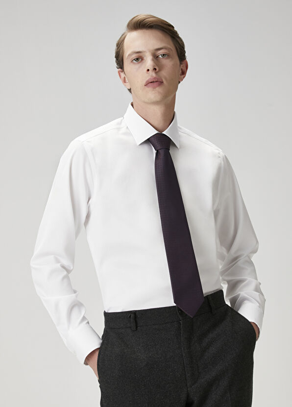 Beymen Club Comfort Fit Beyaz Armürlü Non-iron Gömlek - 4