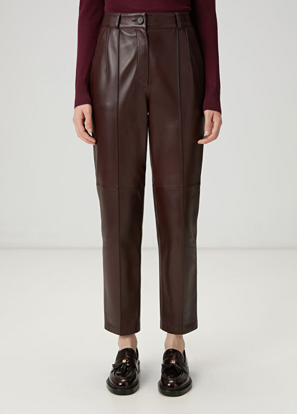Beymen Club Bordo Deri Pantolon - 4