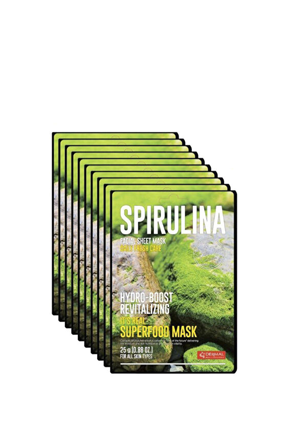 Dermal Spirulina Moisture & Revitalizing Superfood Spirulina Face Mask for All Skin Types 10 x 25 gr - 1