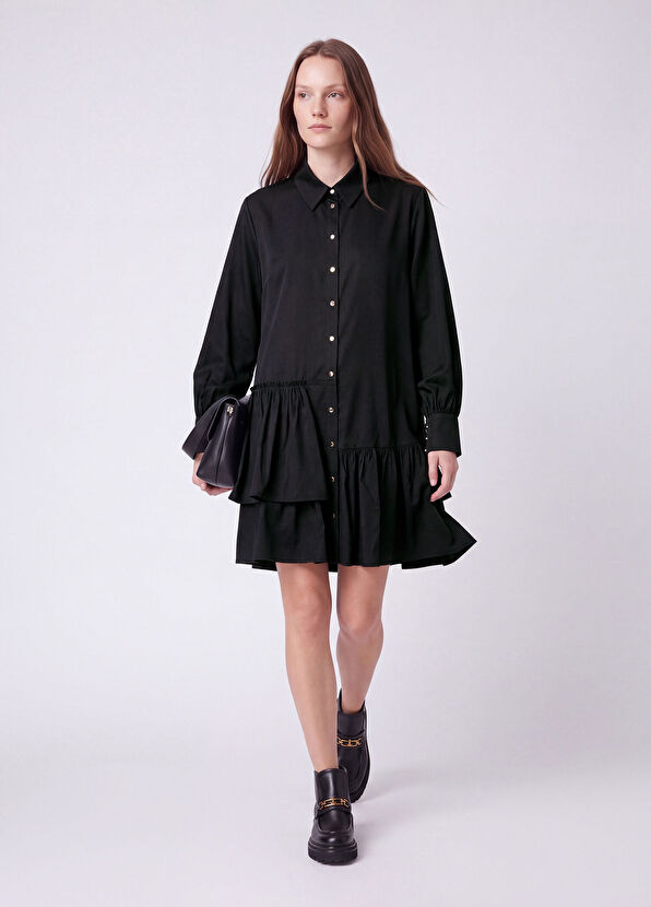 Beymen Club Mini Taffeta Dress With Black Ruffles - 2