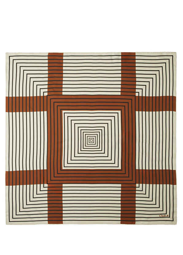 Beymen Club Bej Şerit Detaylı İpek Eşarp - 1