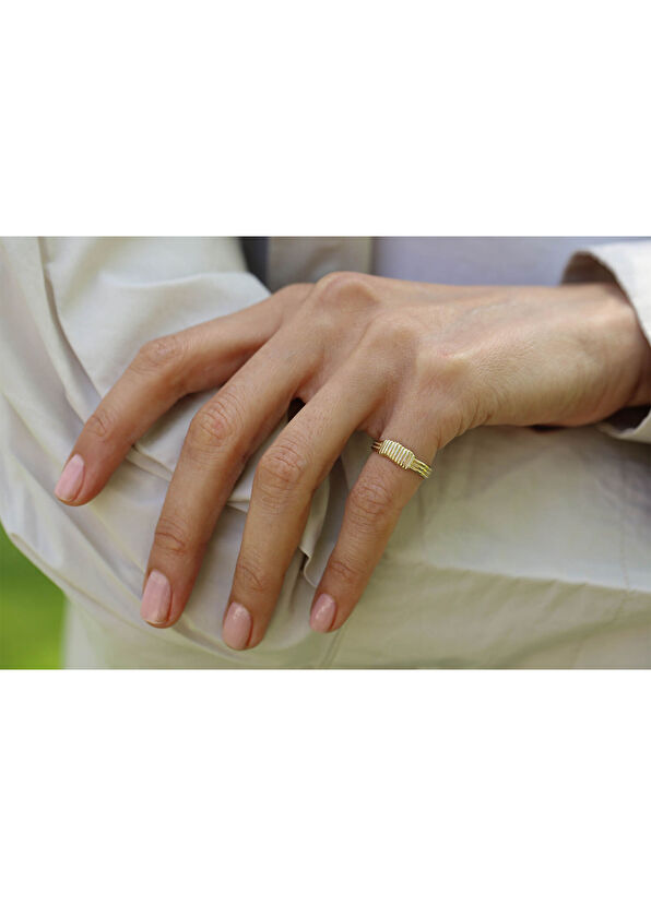 Reis Kuyumculuk Rope 14 Carat Yellow Gold Women's Ring - 2