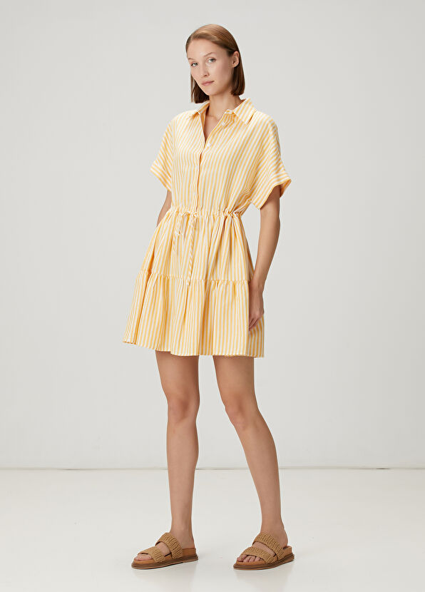 Beymen Club Yellow Striped Mini Shirt Dress - 1