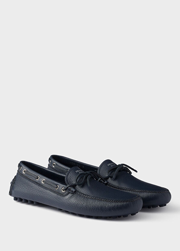 Prada Driver Blue Leather Men's Loafers - 2