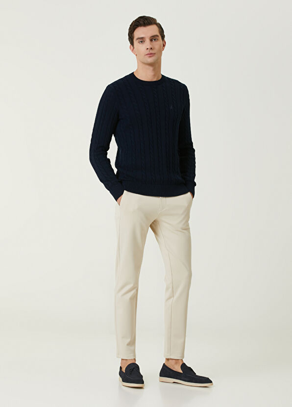 Beymen Club Navy Blue Hair Braid Textured Sweater - 3