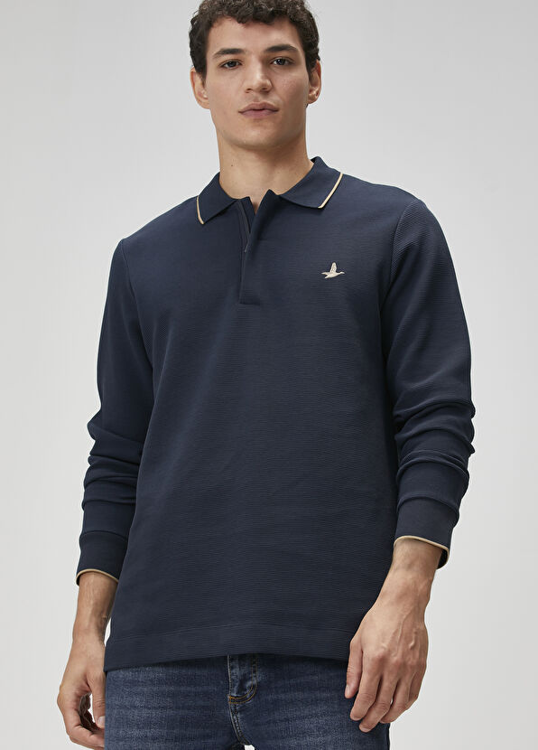 Beymen Club Comfort Fit Navy Blue Polo Sweatshirt - 2