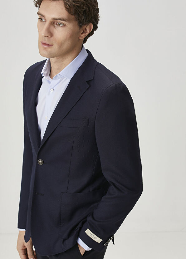 Lacivert Yün Blazer - Görsel 3