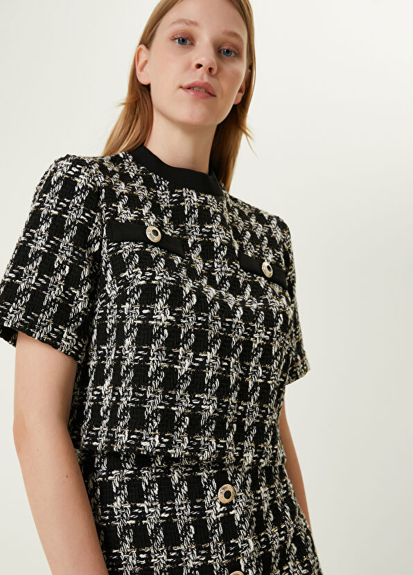Beymen Club Black Crowbar Patterned Tweed Blouse - 2