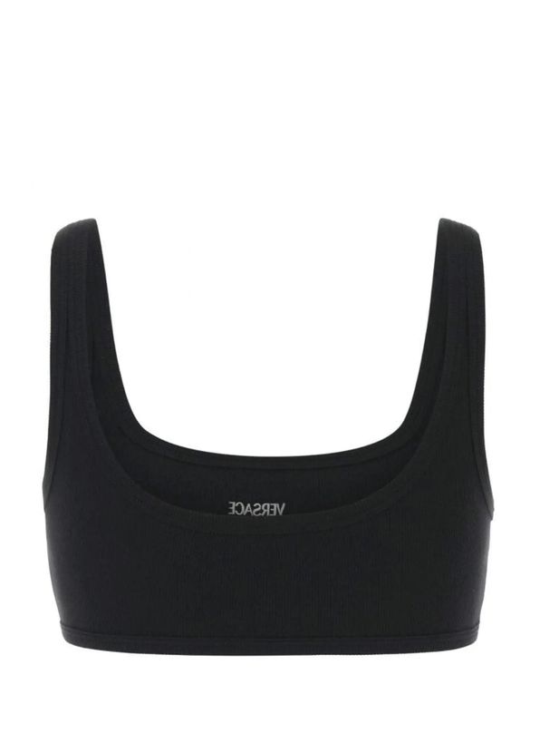 Versace Black Bra with Embroidered Logo - 2