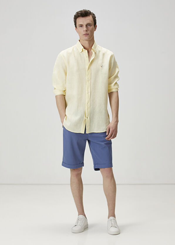 Beymen Club Comfort Fit Light Yellow Linen Shirt - 3