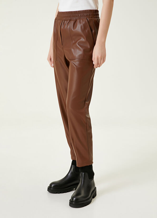 Beymen Club Brown Faux Leather Trousers - 2
