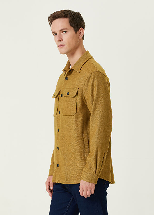 Beymen Club Hardal Flanel İnce Yün Dış Gömlek - 4