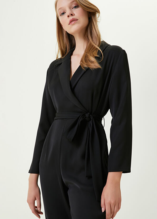 Beymen Club Siyah Kelebek Yaka Kruvaze Tulum - 2