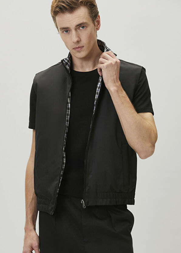 Beymen Club Siyah Hakim Yaka Ekoseli Çift Taraflı Yelek - 1