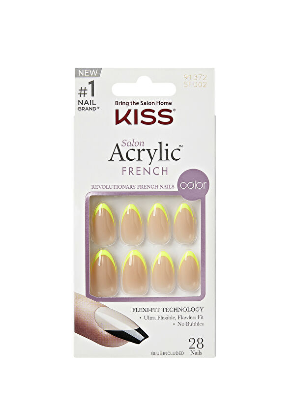 Kiss Acrylic Green French Oval Fake Nails - 1