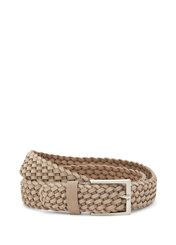 Beymen Club Vizon Örgü Dokulu Erkek Deri Kemer - 1