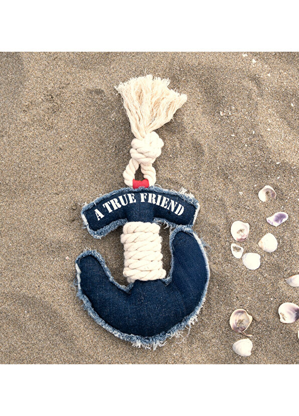 Zeynep Birinci Navy Blue Denim Anchor Dog Toy - 2