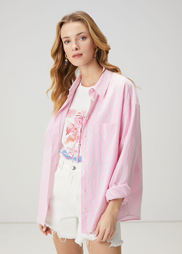 Beymen Club Pink Striped Shirt - 1