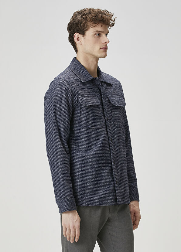 Beymen Club Blue Black Textured Overshirt - 3