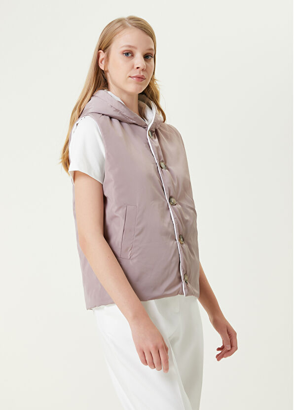 Beymen Club Beyaz Çift Taraflı Kapüşonlu Puff Yelek - 4