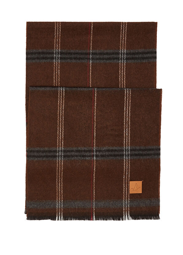 Beymen Club Brown Patterned Men's Scarf - 1