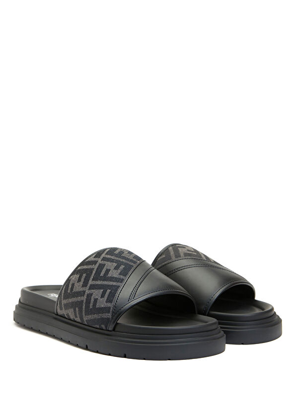 Fendi Black Logo Detailed Men's Slippers - 2