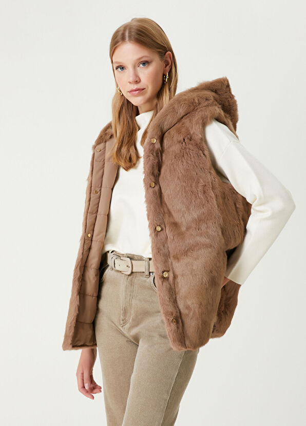 Beymen Club Bej Kapüşonlu Çift Taraflı Yelek - 1