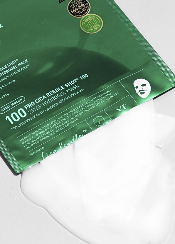 VT Cosmetics Pro Cica Reedle Shot 100 Mask 2 Adımda Mikro Bakımlı Cica Özlü Hidrojel Yüz Maskesi 1,5 gr + 33 gr  - 2