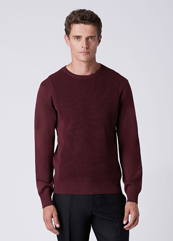 Beymen Club Plum Knitted Detailed Wool Sweater - 1