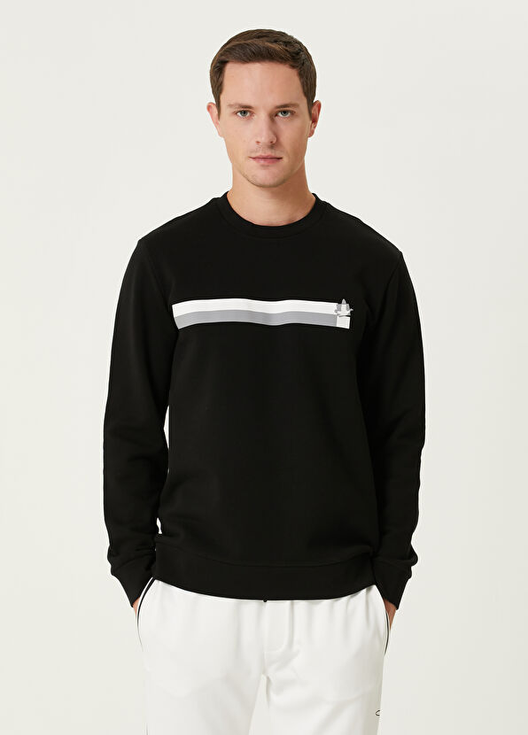 Siyah Şerit Baskılı Sweatshirt Beymen Club Siyah Şerit Baskılı Sweatshirt - 1
