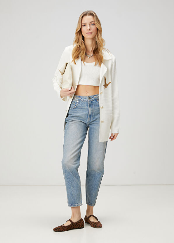 Beymen Club Beyaz İşlemeli Logolu Hırka - 3