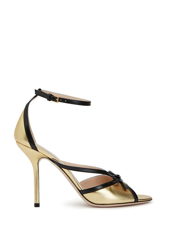 Valentino Garavani Gold Siyah Kadın Deri Sandalet - 1