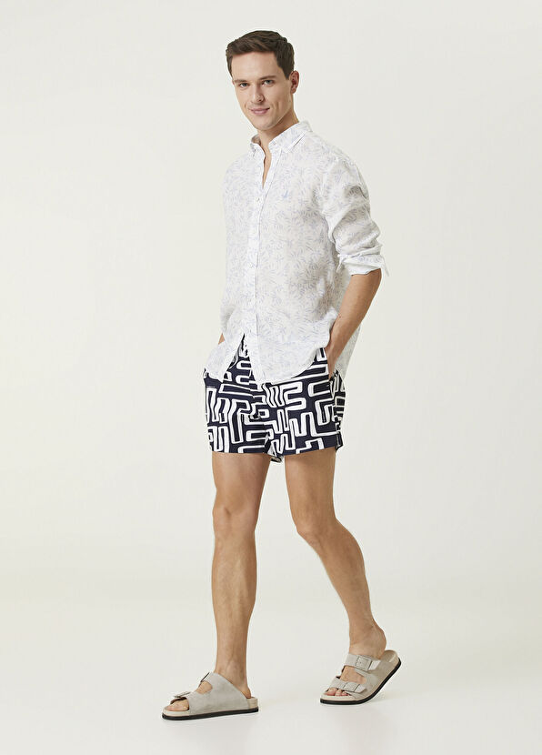 Beymen Club Navy Blue Geometric Patterned Swimsuit - 1