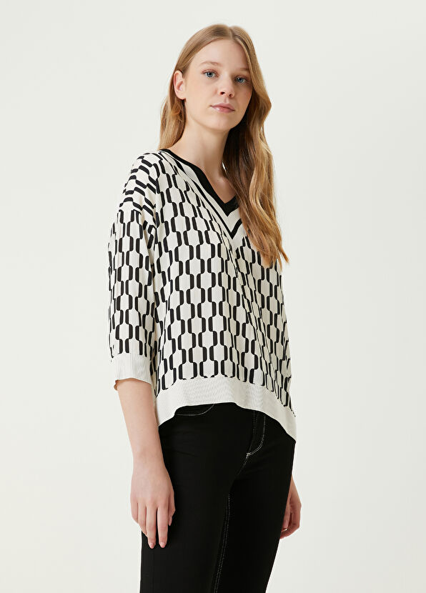 Beymen Club Ekru Zincirli İpek Twill Garnili Kazak - 1