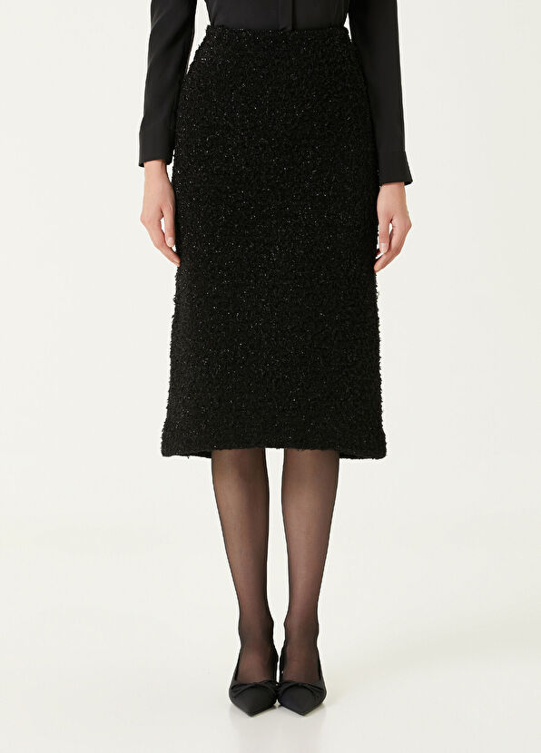 Balenciaga Siyah Tüvit Dokulu Midi Etek - 2