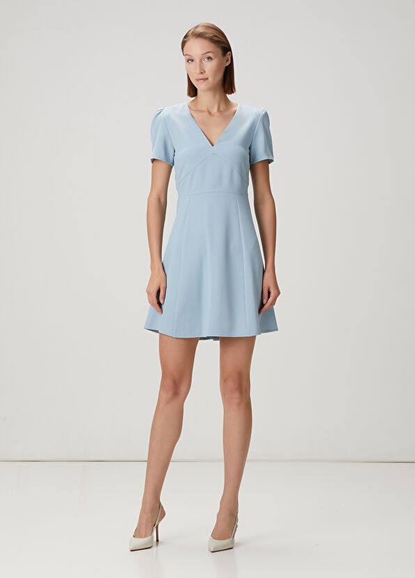 Beymen Club Light Blue Mini Crepe Dress - 1