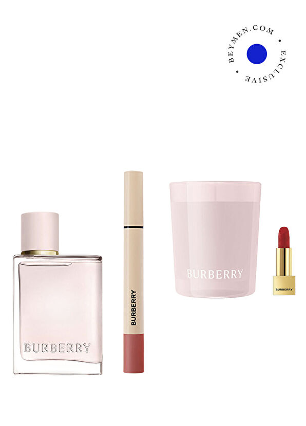 Burberry Brit Matte Veil 601 British Rose + Burberry Her EDP 30 ml + Each Candle + Mini Lipstick Makeup Set - 1
