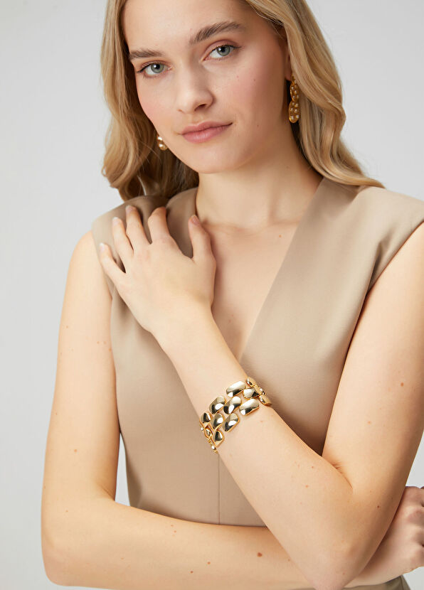 Beymen Club Gold Modern Plain Textured Women's Bracelet - 1