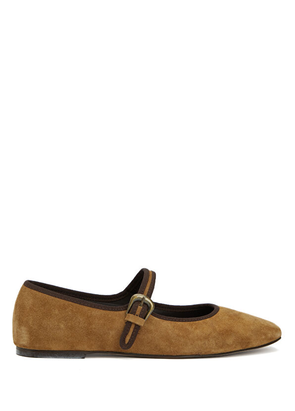 Beymen Club Camel Buckle Mary Jane Suede Ballet Flats - 1