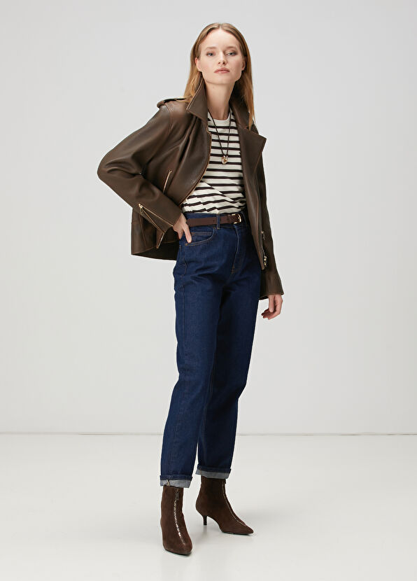 Beymen Club Beige Brown Striped T-Shirt - 3