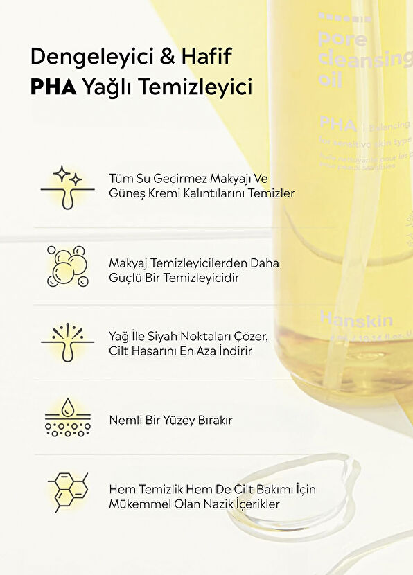 Hanskin Hanskin Pore Cleansing Oil Pha Hassas ce Toleranssız Ciltler İçin Gözenek ve Makyaj Temizleme Yağı 300 ml - 4