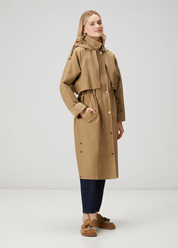 Beymen Club Bej Kapüşonlu Pardösü - 4