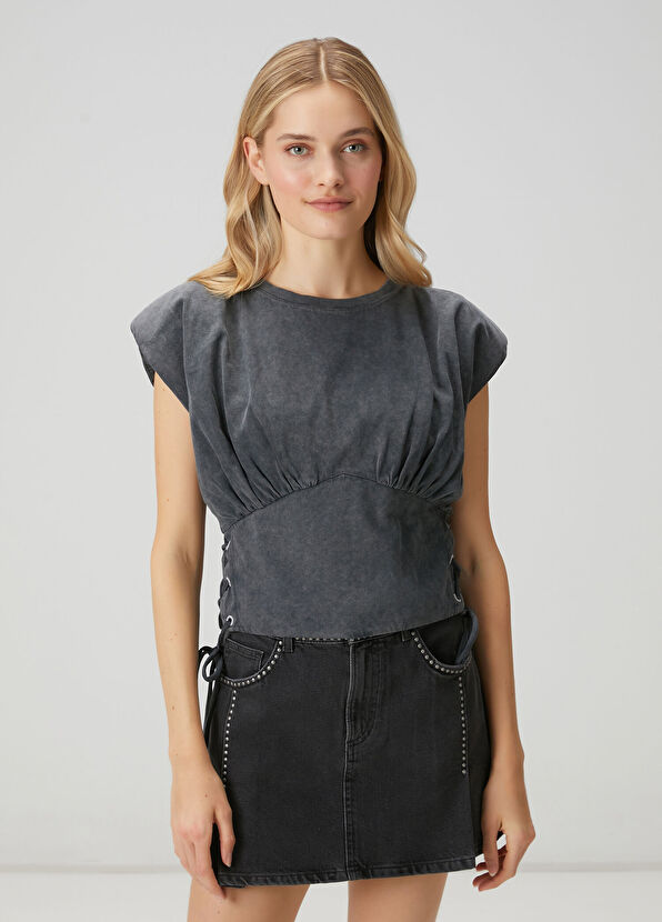 Beymen Club Anthracite T-shirt with Tie - 1