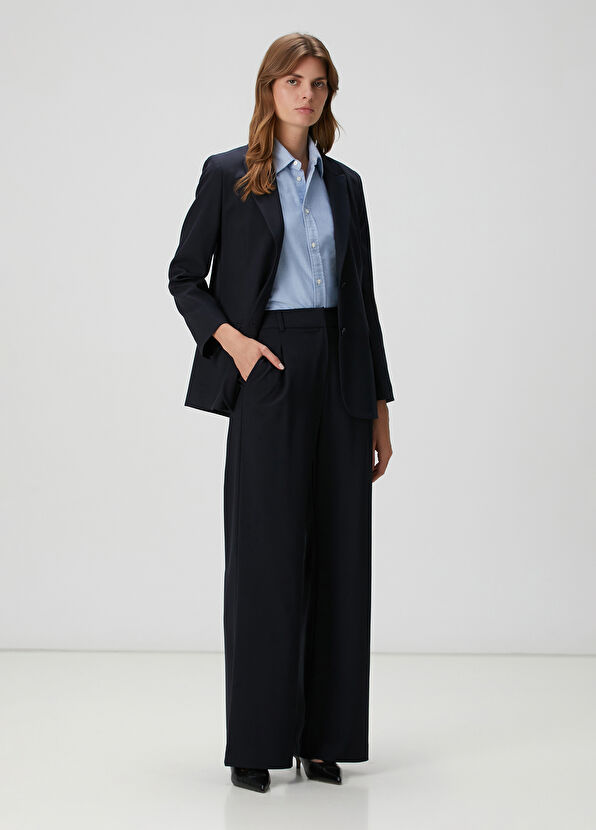 Beymen Club Lacivert Geniş Paça Pantolon - 1